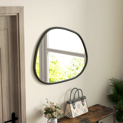 31.5" x 23.5" Irregular Mirror, Decorative Vanity Mirror with Pine Wood Frame for Bathroom, Living Room, Bedroom, Black at Gallery Canada