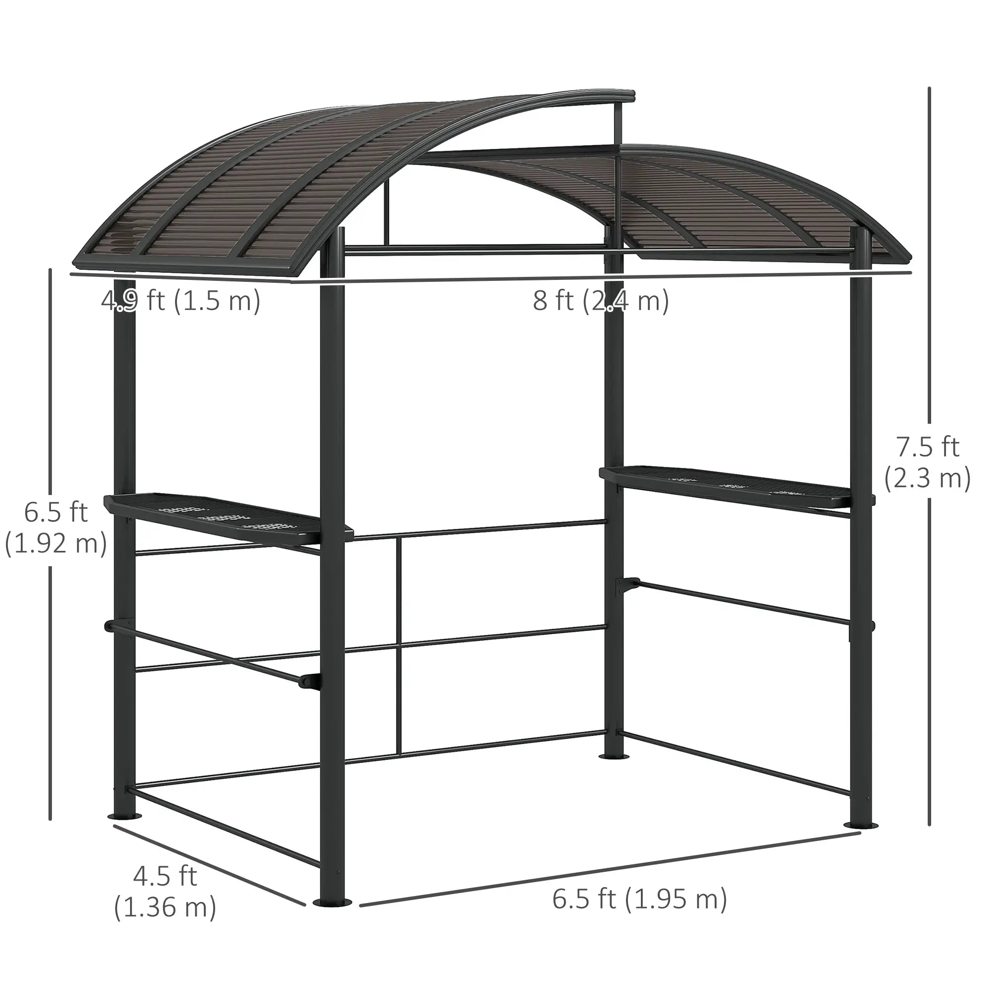 8' x 5' Grill Gazebo, Vented PC Roof, Side Shelves, Dark Grey BBQ Grill Gazebos at Gallery Canada