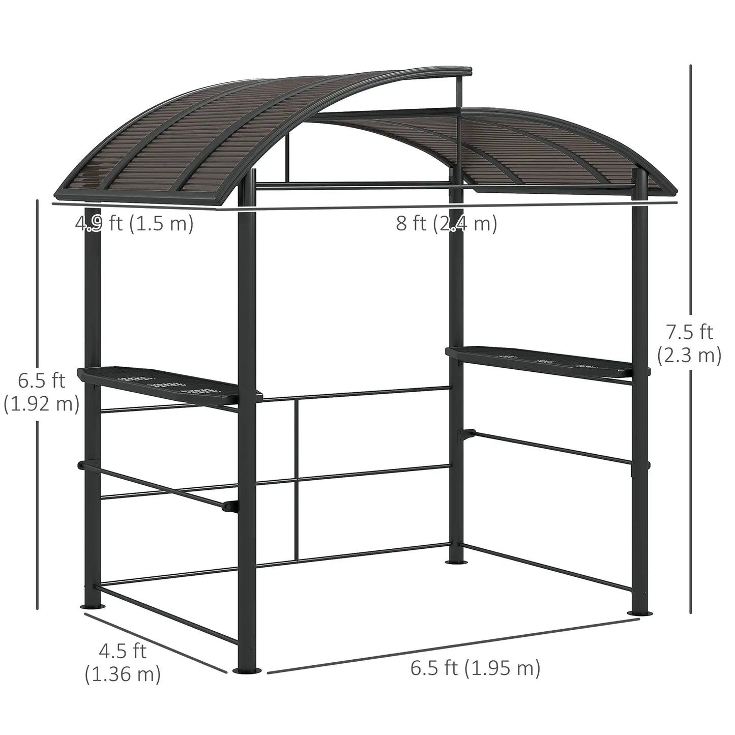 8' x 5' Grill Gazebo, Vented PC Roof, Side Shelves, Dark Grey BBQ Grill Gazebos at Gallery Canada