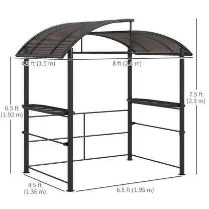 8' x 5' Grill Gazebo, Vented PC Roof, Side Shelves, Dark Grey BBQ Grill Gazebos at Gallery Canada