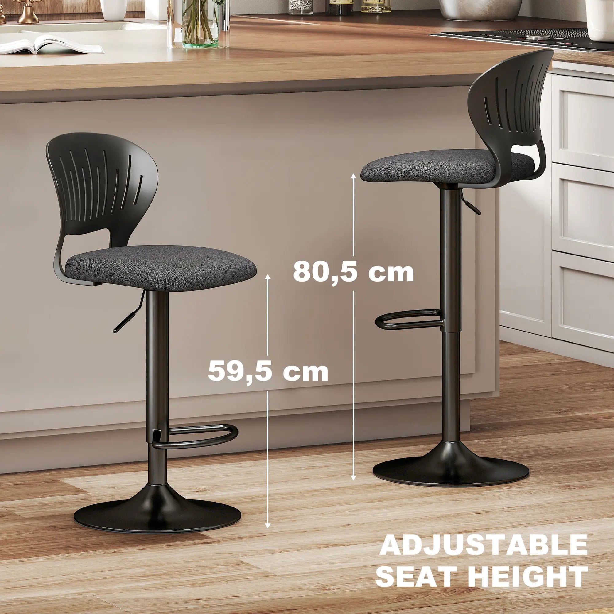 Modern Swivel Bar Stools, Set of 2, Counter Height, Black Bar Stools at Gallery Canada