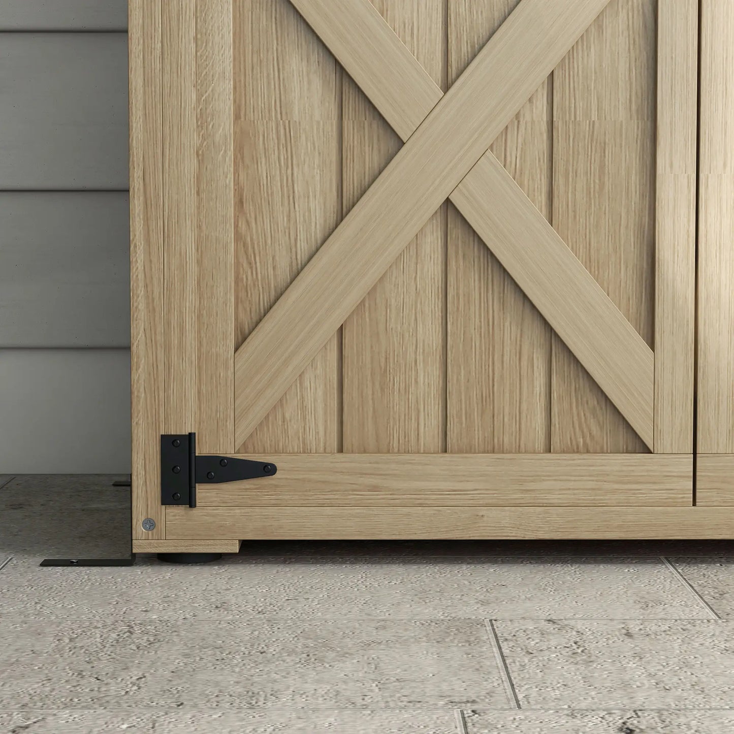 Wooden Outdoor Storage Cabinet, Garden Shed, Waterproof Asphalt Roof, Lockable Doors, Natural