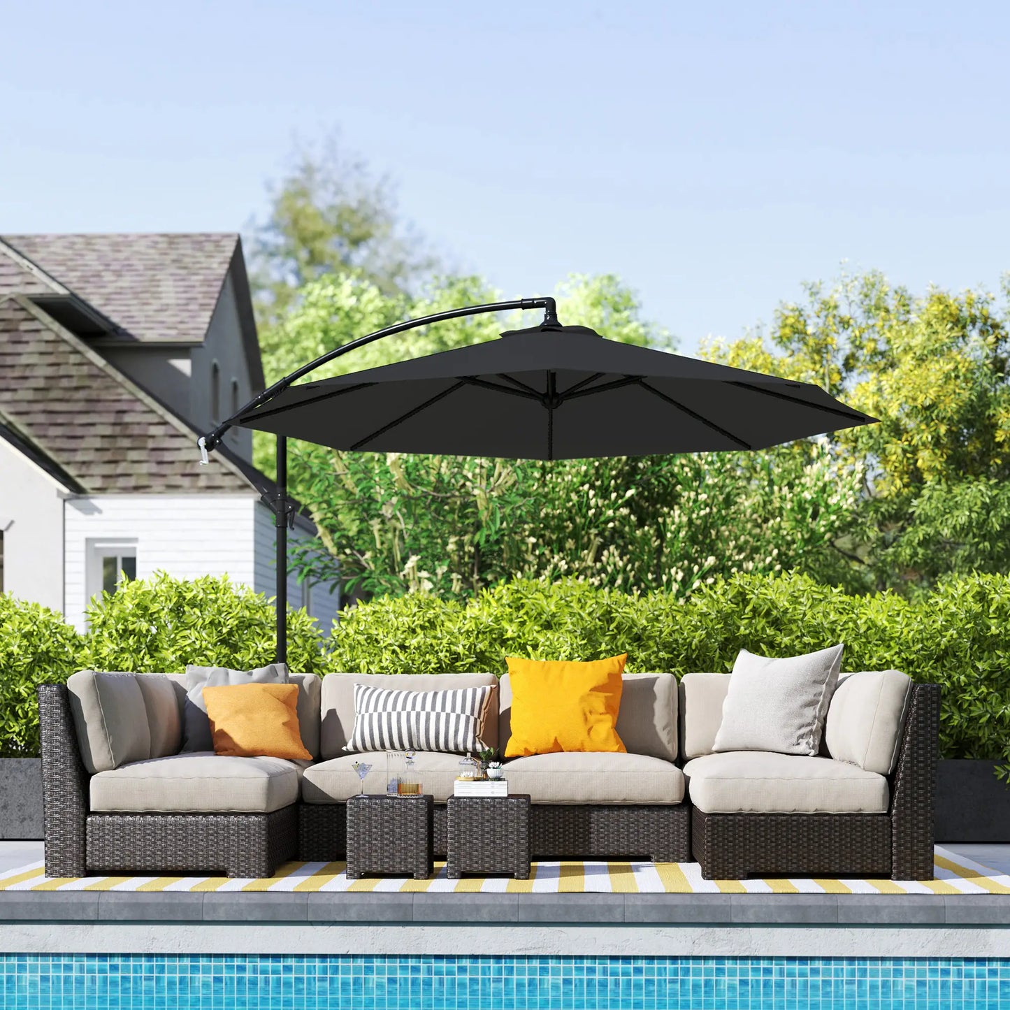9.7ft Offset Patio Umbrella, Crank, Black Offset Cantilever Umbrellas at Gallery Canada