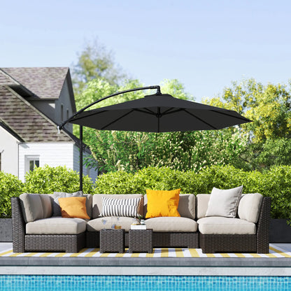 9.7ft Offset Patio Umbrella, Crank, Black Offset Cantilever Umbrellas at Gallery Canada