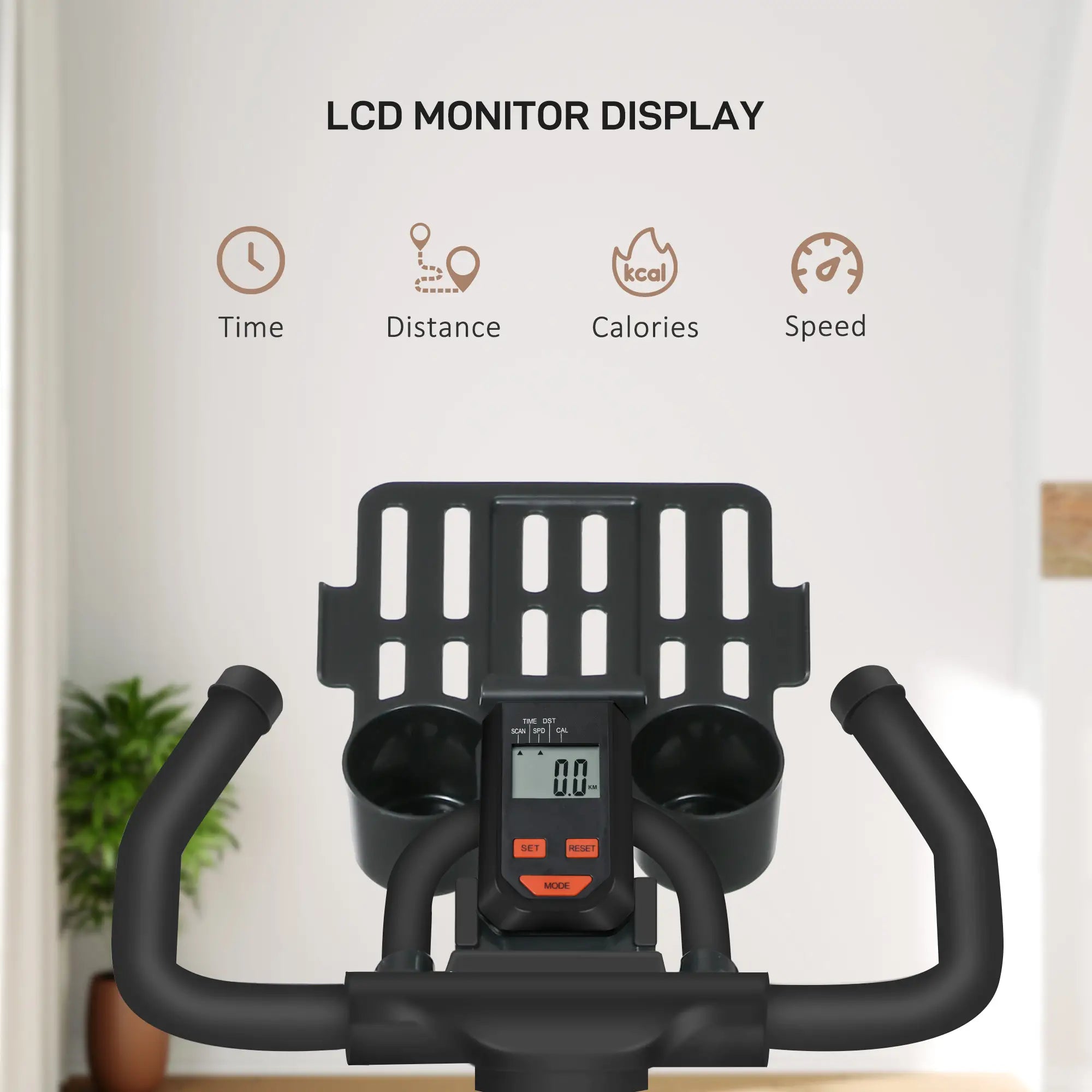 Adjustable Upright Stationary Exercise Bike, LCD Display, Indoor Cycling, Adjustable Resistance, Black Exercise & Stationary Bikes at Gallery Canada