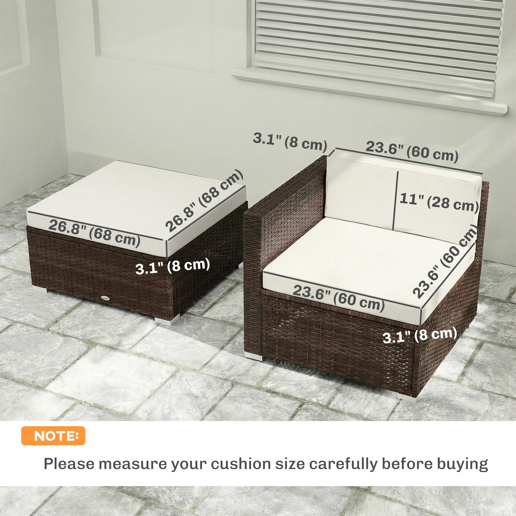 Water-Repellent Patio Loveseat Cushion, 23.6