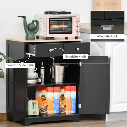 Sideboard Buffet Cabinet, 27" with Adjustable Shelf, 2 Drawers, 2 Doors, Black Kitchen Pantry Cabinets at Gallery Canada