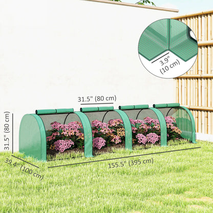 13' x 3.3' x 2.6' Mini Tunnel Greenhouse, PE Cover, Steel Frame, Zipped Doors, Green Greenhouses at Gallery Canada