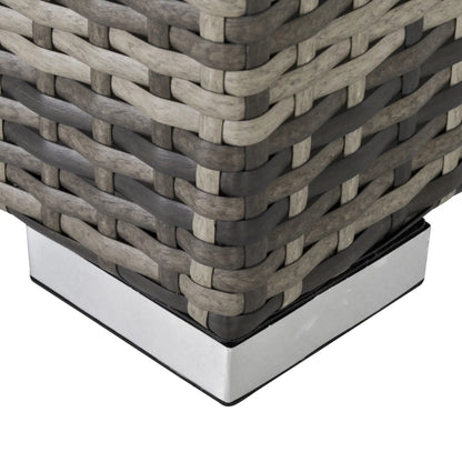 Rattan Coffee Table, 25.6" Square, Tempered Glass Top, Deep Grey Patio Side Tables at Gallery Canada