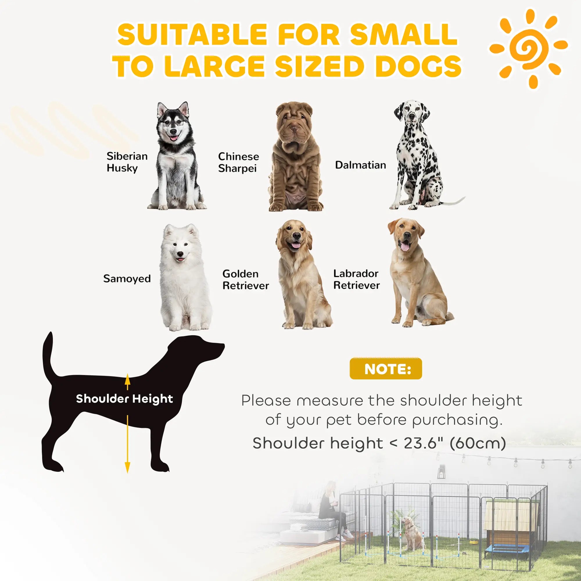 Heavy Duty Pet Playpen, 16 Panels Steel Dog Fence, 47