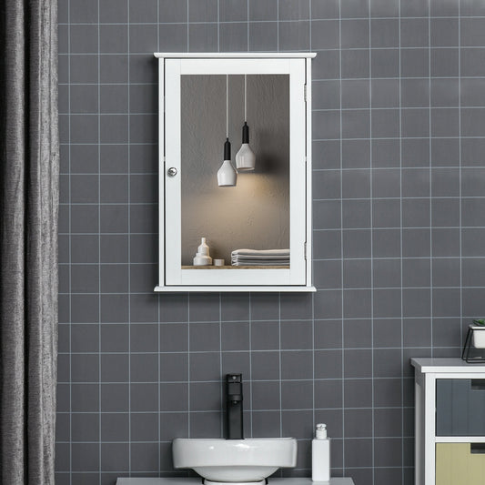 Bathroom Mirror Cabinet, Wall Mounted Medicine Cabinet, Storage Cupboard with Door and Shelves, White - Gallery Canada