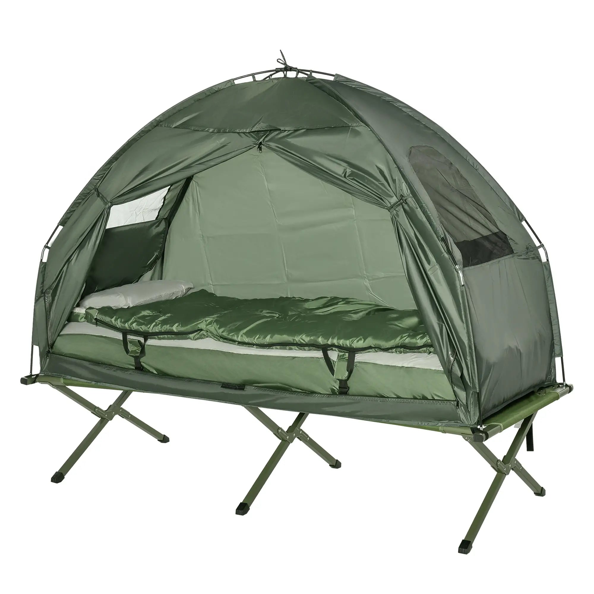 Portable Hiking Tent Camping Bed Cot Combo with Sleep Bag Mattress Camping Tents Army Green at Gallery Canada