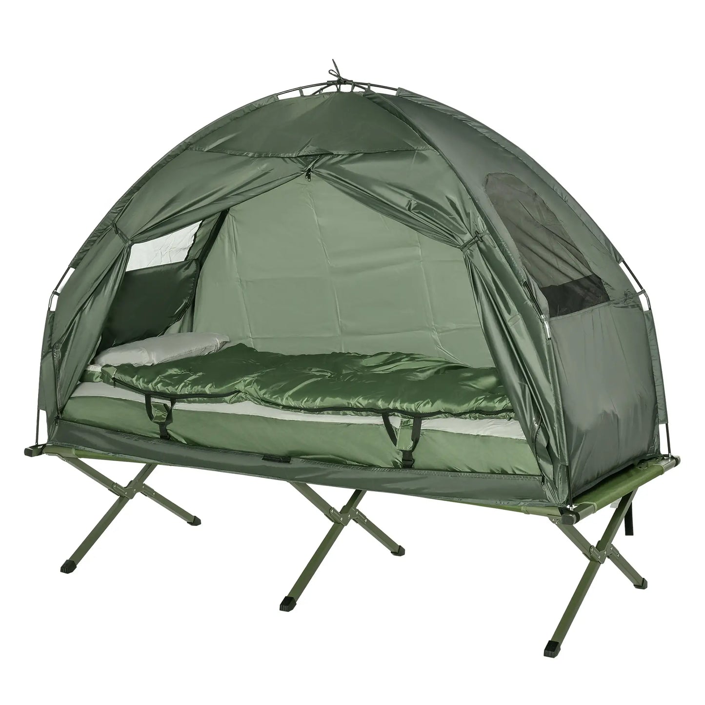 Portable Hiking Tent Camping Bed Cot Combo with Sleep Bag Mattress Camping Tents Army Green at Gallery Canada