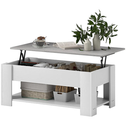 Lift Top Coffee Table, Hidden Storage, Open Shelf, White Coffee Tables at Gallery Canada