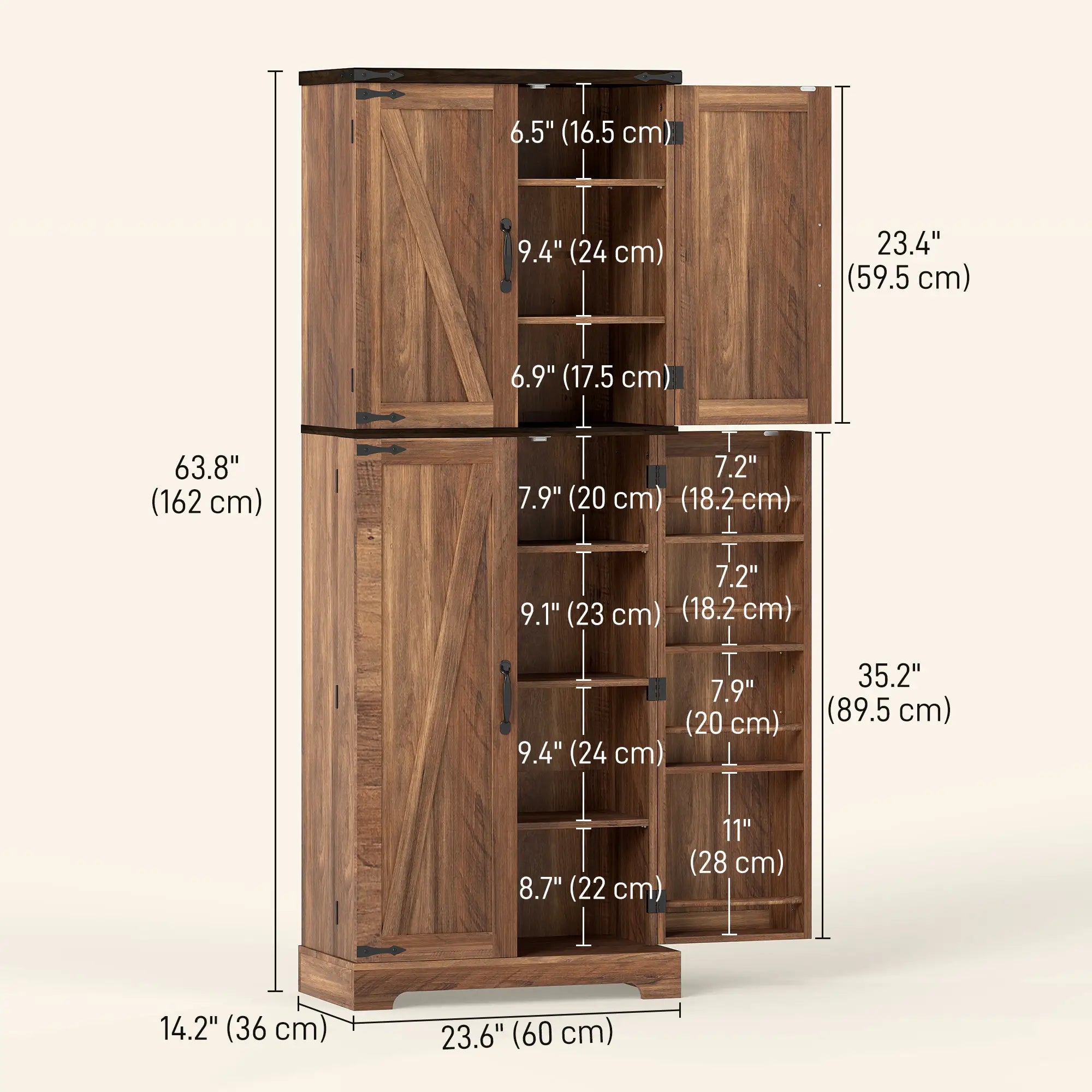 64 Inch Tall Kitchen Pantry Cabinet, Wood Grain, Brown Kitchen Pantry Cabinets at Gallery Canada