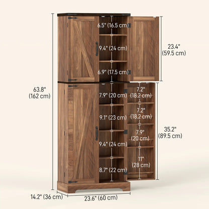 64 Inch Tall Kitchen Pantry Cabinet, Wood Grain, Brown Kitchen Pantry Cabinets at Gallery Canada