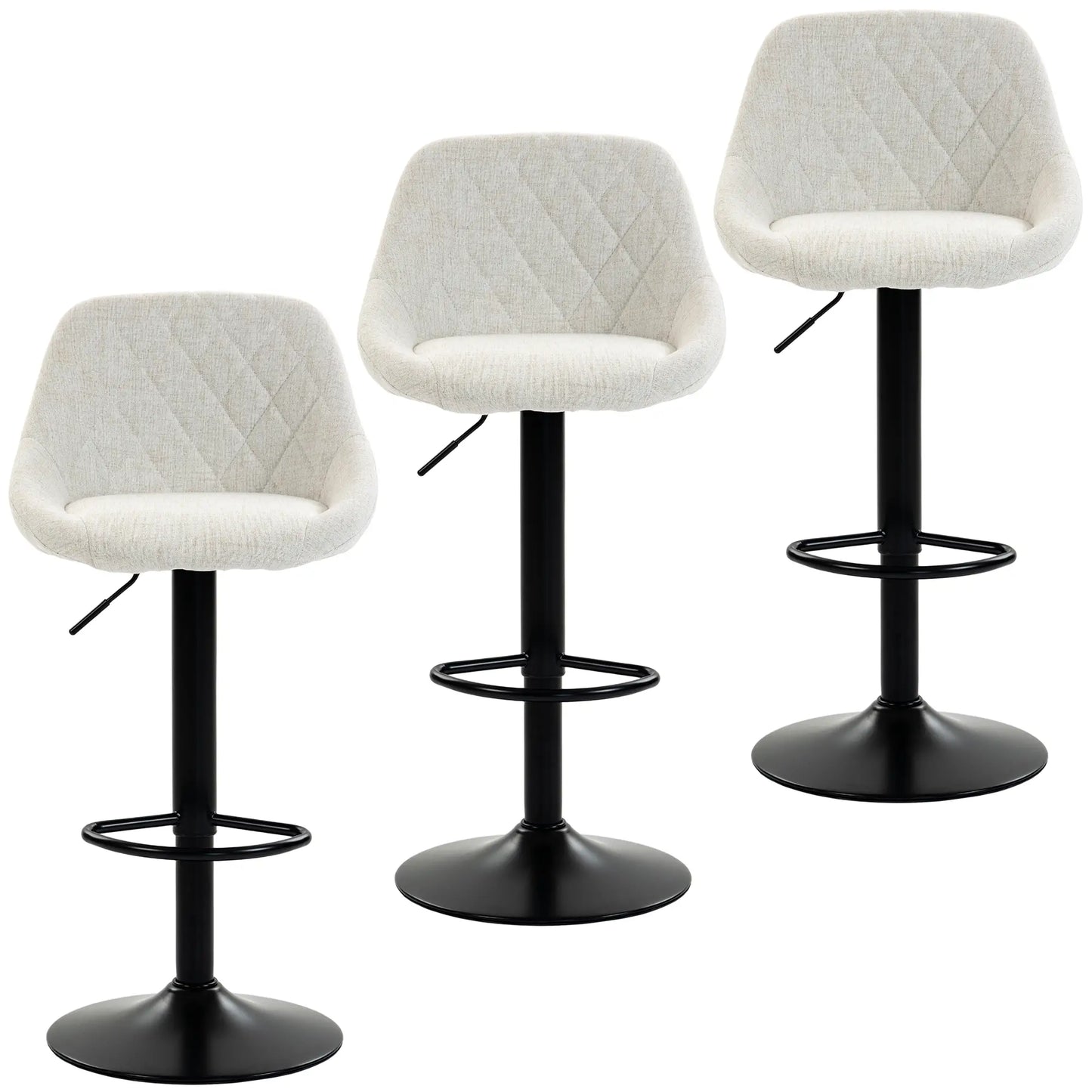 Tabourets de bar pivotants hauteur comptoir Lot de 3, Blanc cassé