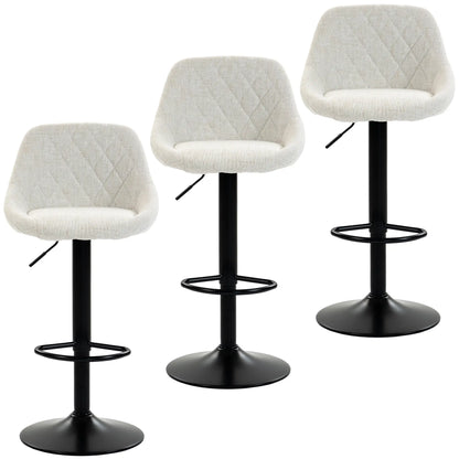 Tabourets de bar pivotants hauteur comptoir Lot de 3, Blanc cassé