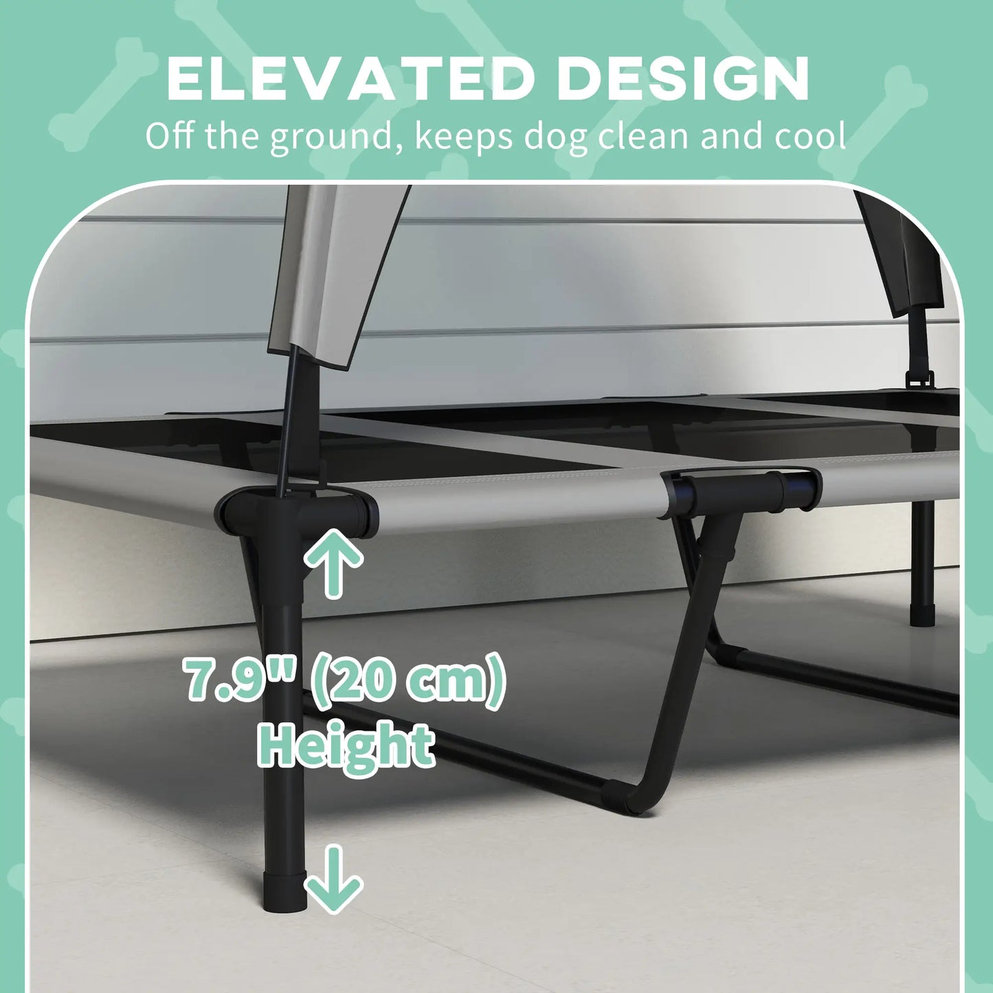 Raised Dog Bed With Canopy, Washable Mesh, Large, Light Grey Elevated Dog Beds at Gallery Canada