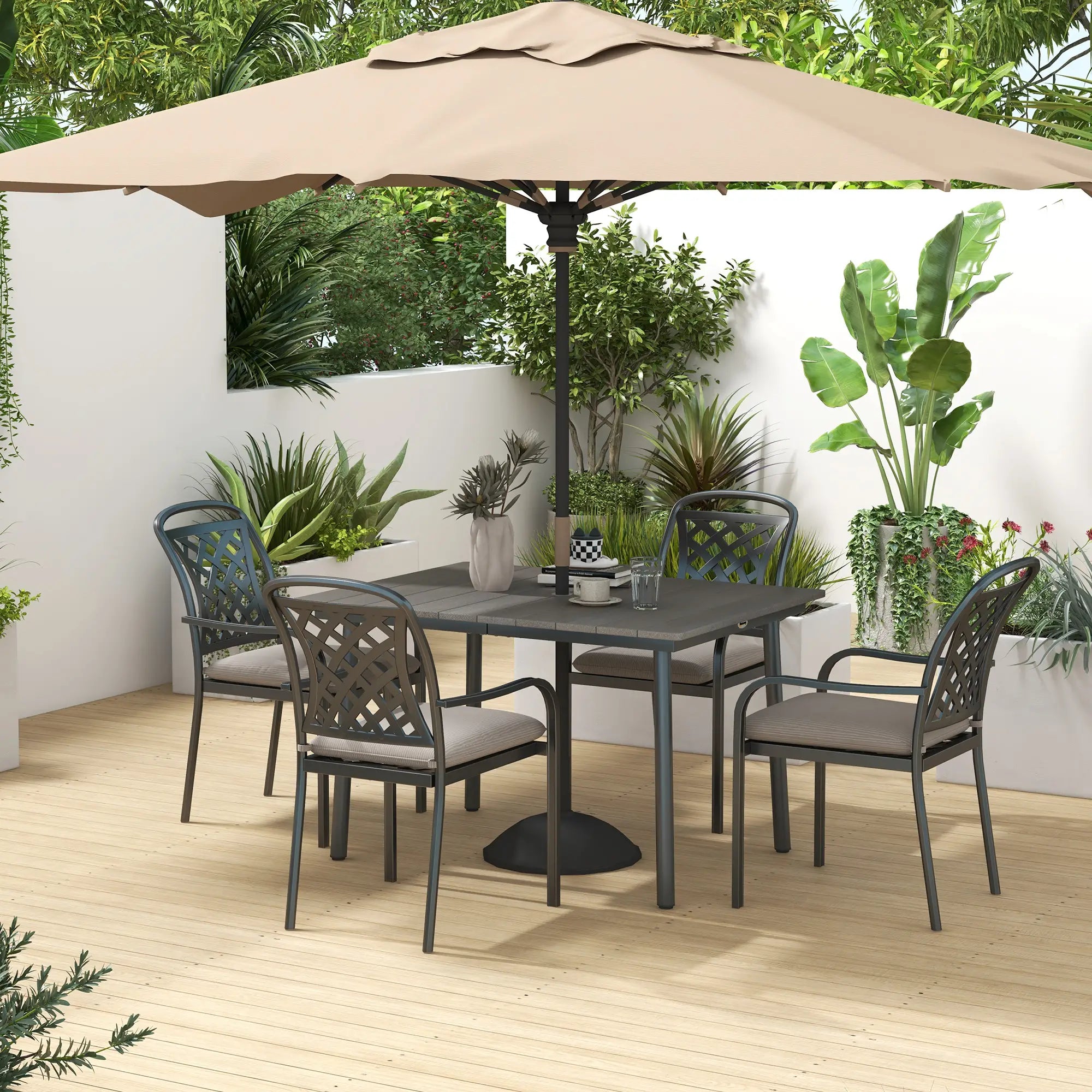 47 Outdoor Dining Table, Aluminium Frame, HDPE Top, Dark Grey Patio Dinning Tables at Gallery Canada