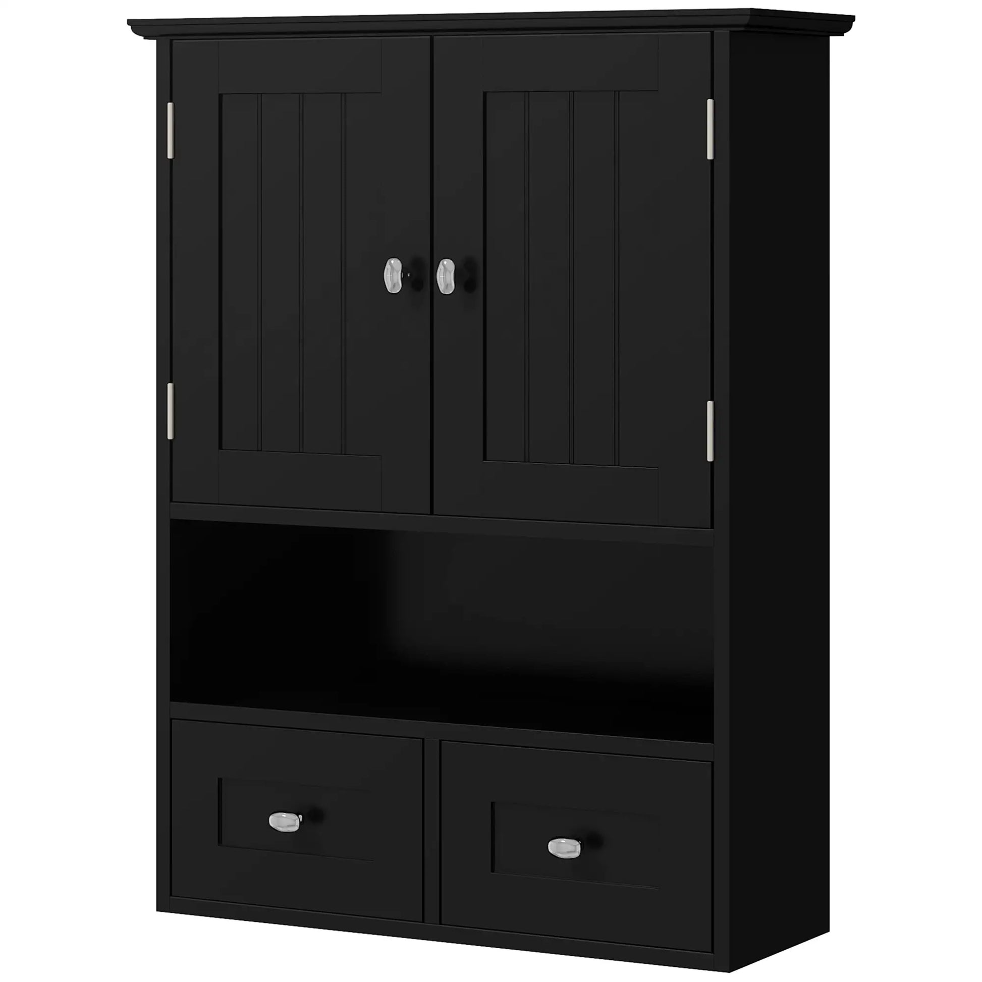Medicine Cabinet, Bathroom Wall Cabinet with Shelf, Drawers, Black Wall Mounted Cabinets Black at Gallery Canada