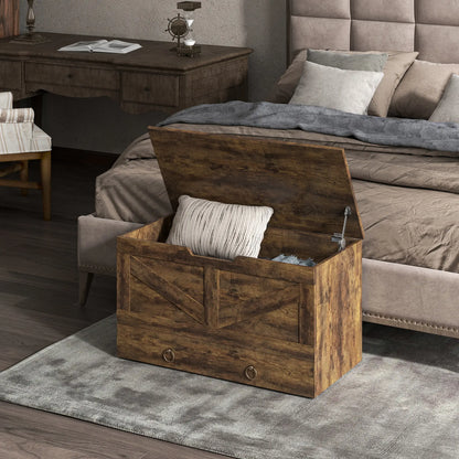 31.5 Inches Storage Chest, Wooden Box, Rustic Brown, Brown Storage Cabinets at Gallery Canada