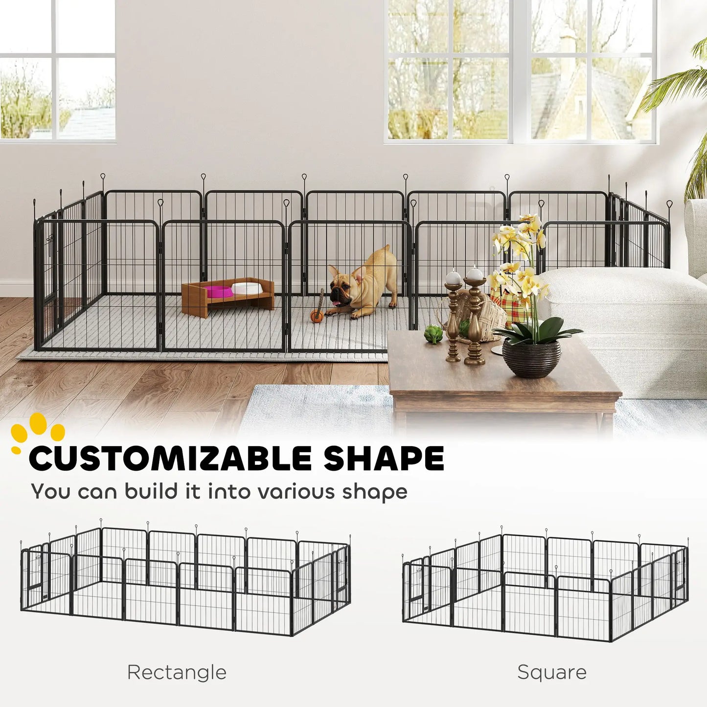 16 Panels Dog Playpen with Straps, Portable &; DIY, for Small Dogs, for Yard, RV, Camping, Garden, 24" Height Houses, Kennels & Pens at Gallery Canada