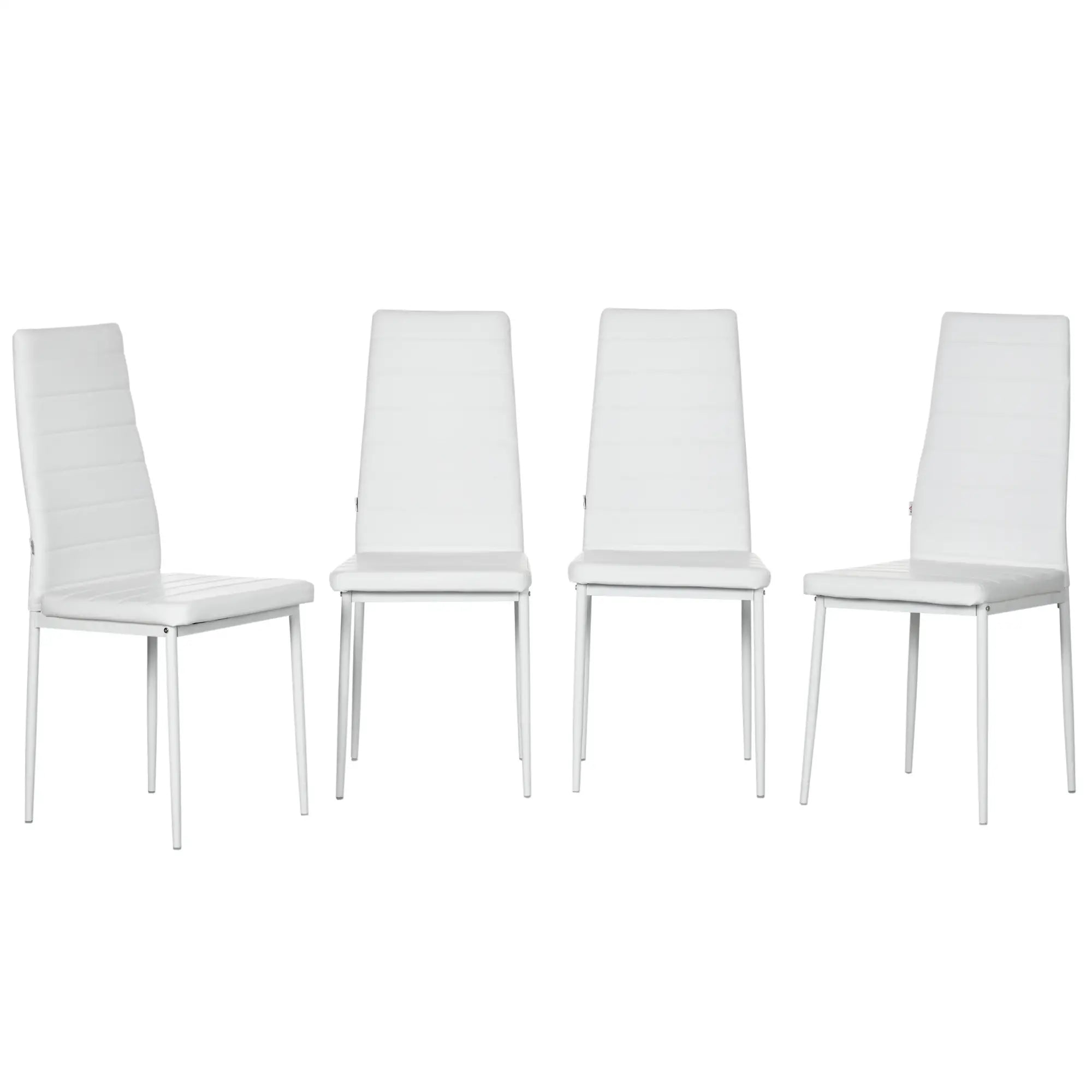 Modern Dining Chairs, Set of 4, High Back PU Leather, White Bar Stools at Gallery Canada