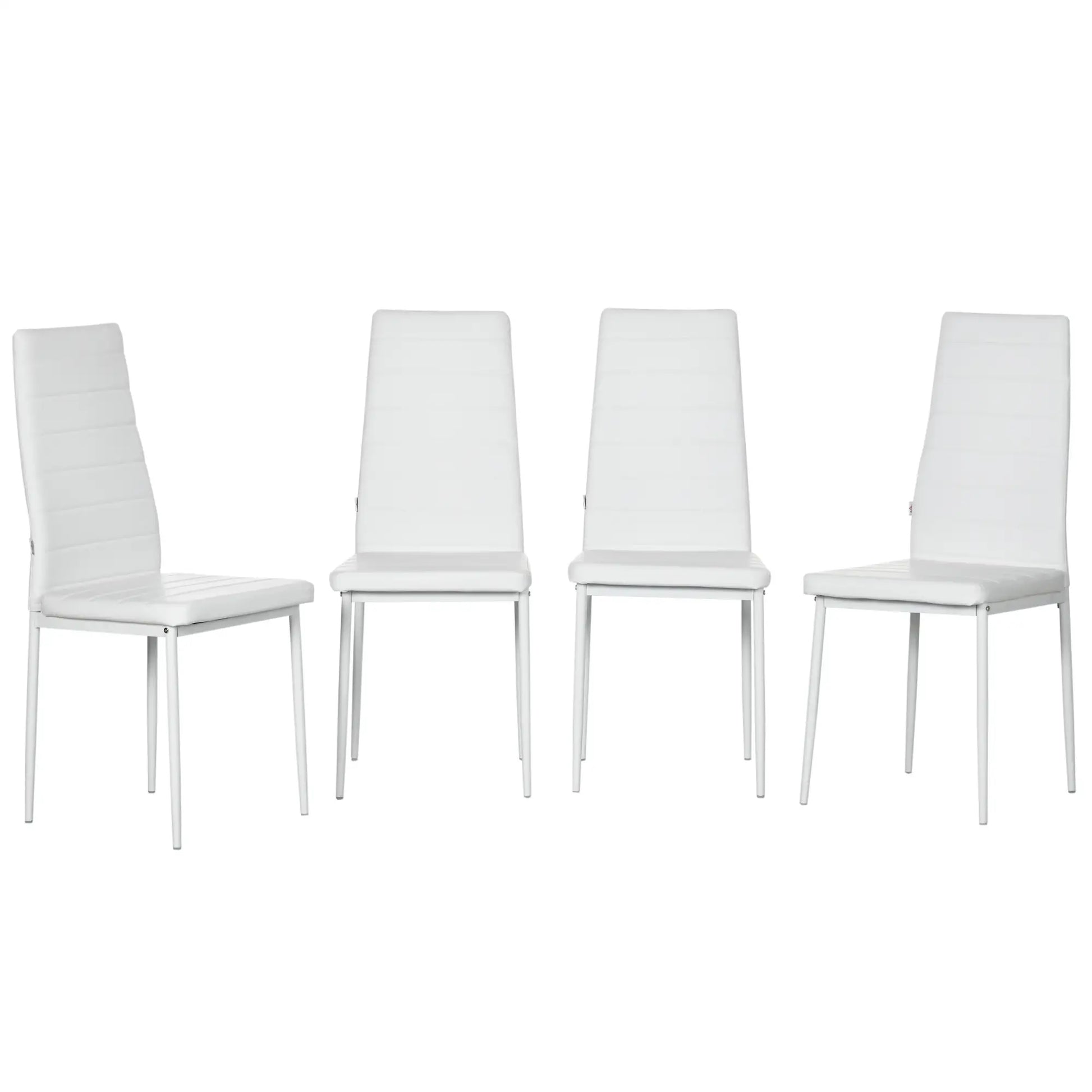 Modern Dining Chairs, Set of 4, High Back PU Leather, White Bar Stools at Gallery Canada
