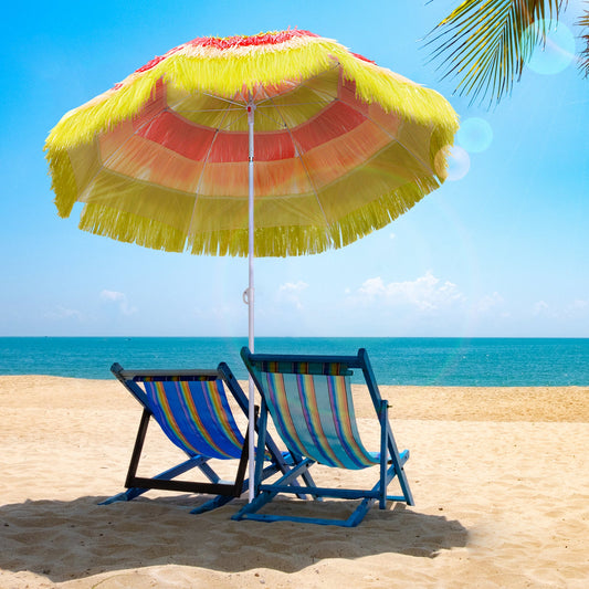 6FT Beach Umbrella Tilt Sunshade Height Adjustable Outdoor Market Patio Yard Crank Deck Sun Shade, Multi-color - Gallery Canada