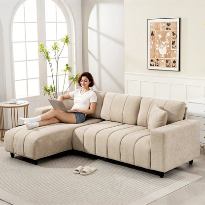 Sectional Couch, 3 Seater L-Shaped Sofa, Changeable Chaise, Beige 3-Seater Sofas at Gallery Canada