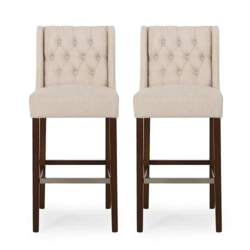 Modern Minimalist Counter Stool, 19" L x 23.5" W x 44.5" H, Beige Bar Stools Beige at Gallery Canada