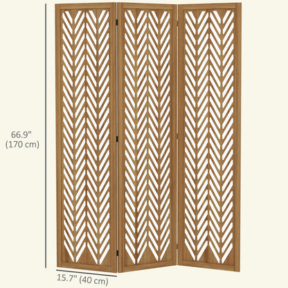 3 Panel Room Divider, 5.6ft Tall, Wood Folding Privacy Screen, Light Brown Room Dividers at Gallery Canada