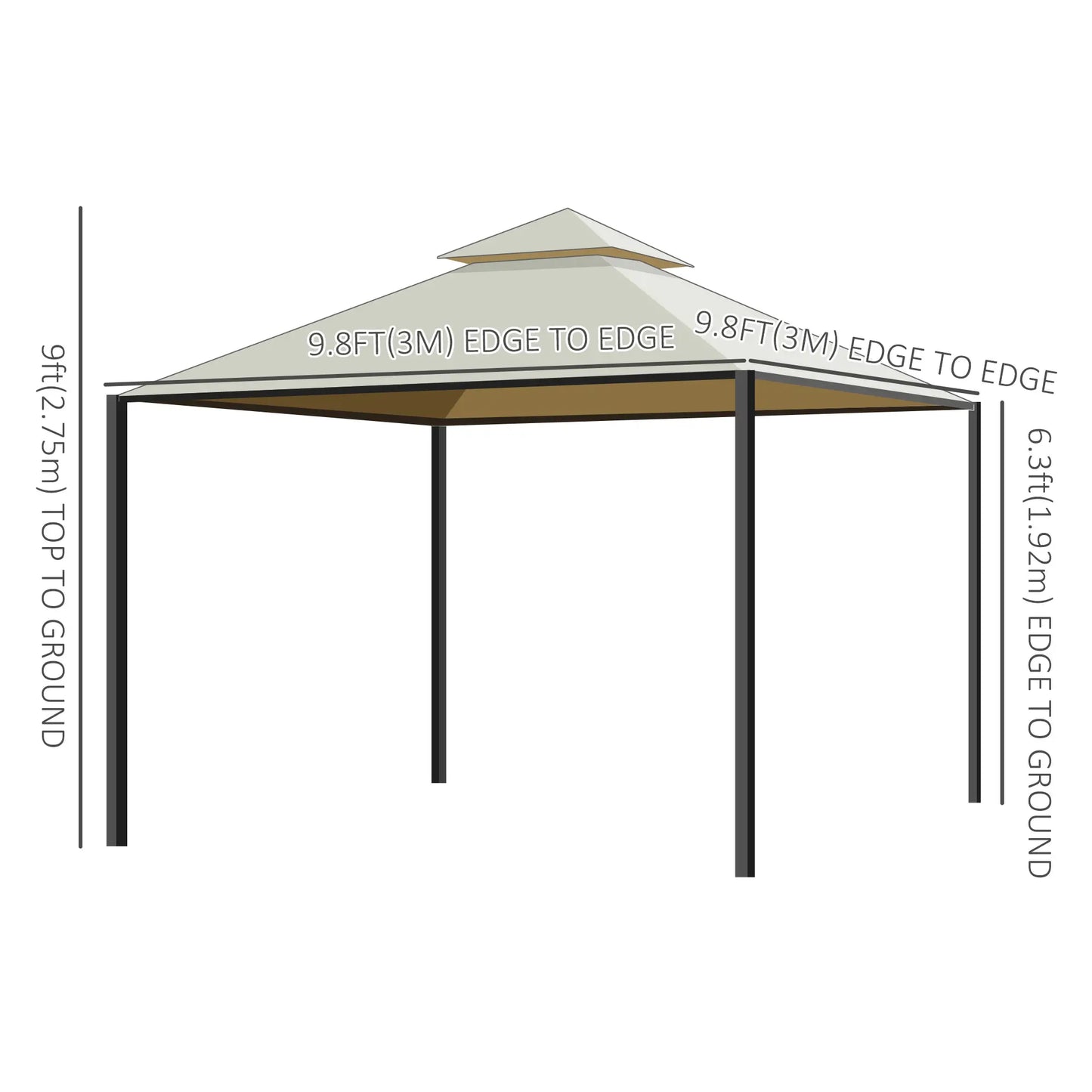 10x10ft Gazebo Canopy, Garden Shelter, Sun Shade with Curtains, Beige Gazebos at Gallery Canada