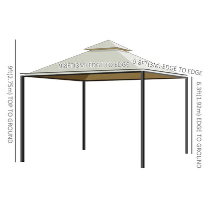 10x10ft Gazebo Canopy, Garden Shelter, Sun Shade with Curtains, Beige Gazebos at Gallery Canada
