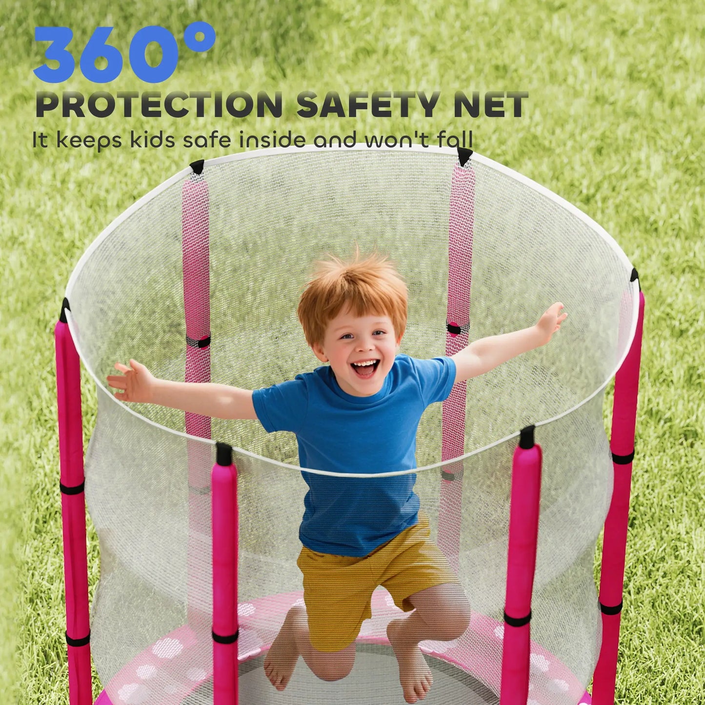 55" Toddler Trampoline, Safety Enclosure Net, Indoor Outdoor, Ages 3-6, Pink Trampolines at Gallery Canada