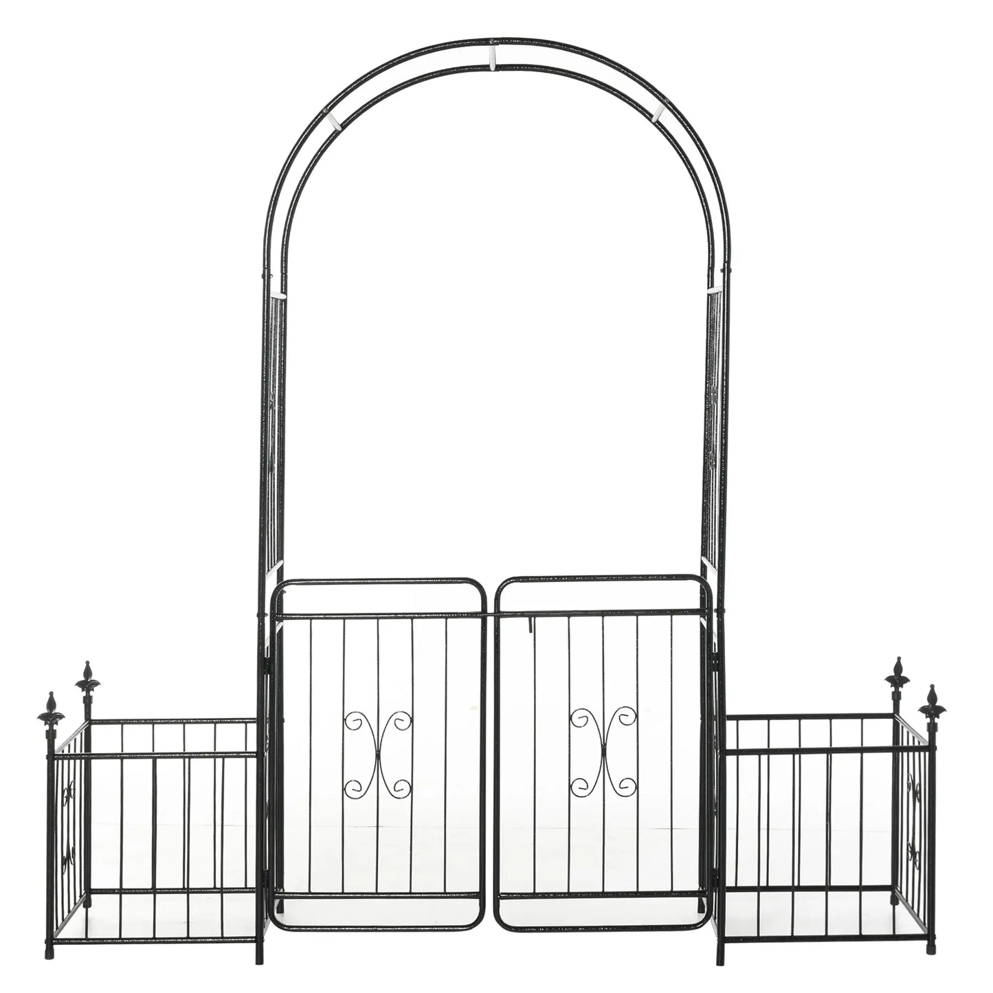 7.2FT Metal Garden Arbor, Double Doors, 2 Side Baskets, Black Garden Arches at Gallery Canada