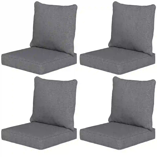 Outdoor Chair Cushions Set Of 4, Fade Resistant, 24" x 24", Grey Patio Chair Cushions Grey at Gallery Canada