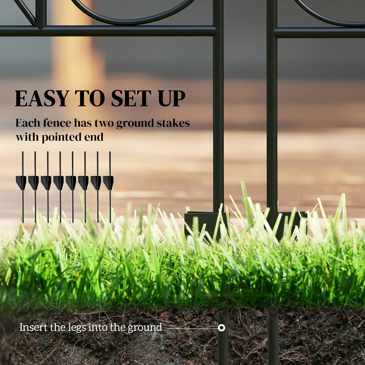 Metal Garden Fence Panels, Animal Barrier, Border Edging, 4 Pack, Wavey Vines Garden Fences at Gallery Canada