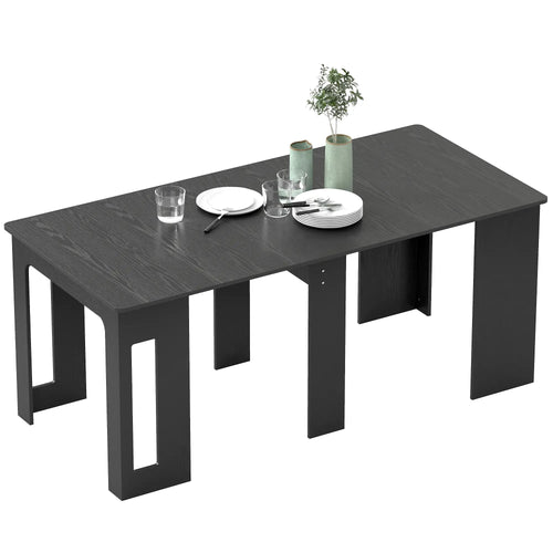 Extendable Dining Table, Expandable Kitchen Table, Seats 6, Distressed, Black