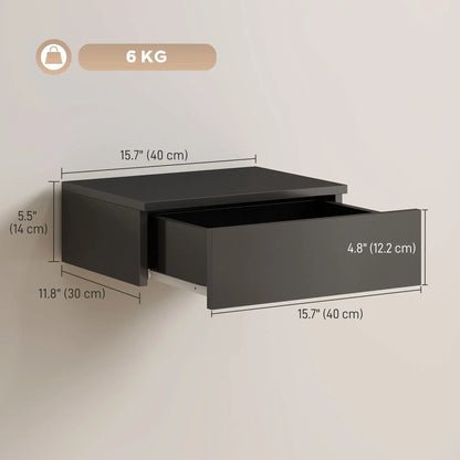Set Of 2 Wall Mounted Bedside Tables, Floating Nightstands With Drawer, Black Bedside Tables at Gallery Canada