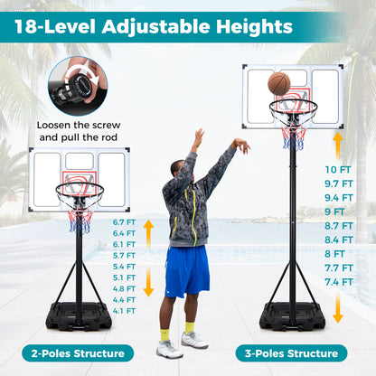 Basketball Hoop, 4.1-10 Ft Adjustable, Heavy Duty Base Sport Equipments at Gallery Canada
