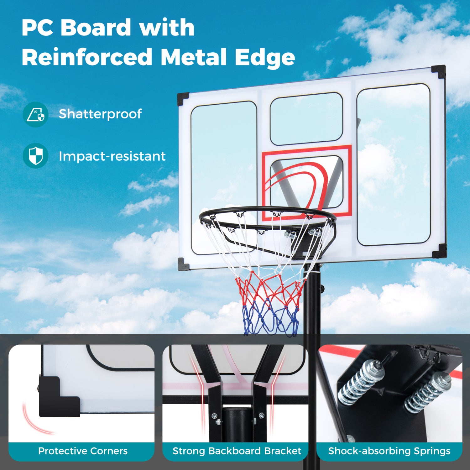 Basketball Hoop, 4.1-10 Ft Adjustable, Heavy Duty Base Sport Equipments at Gallery Canada