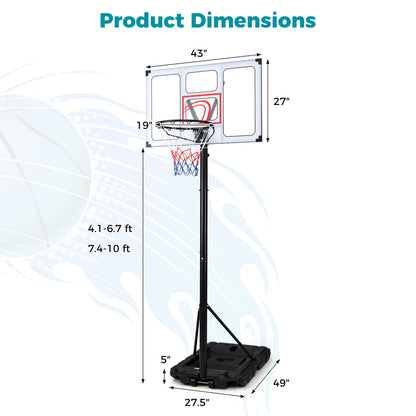 Basketball Hoop, 4.1-10 Ft Adjustable, Heavy Duty Base Sport Equipments at Gallery Canada