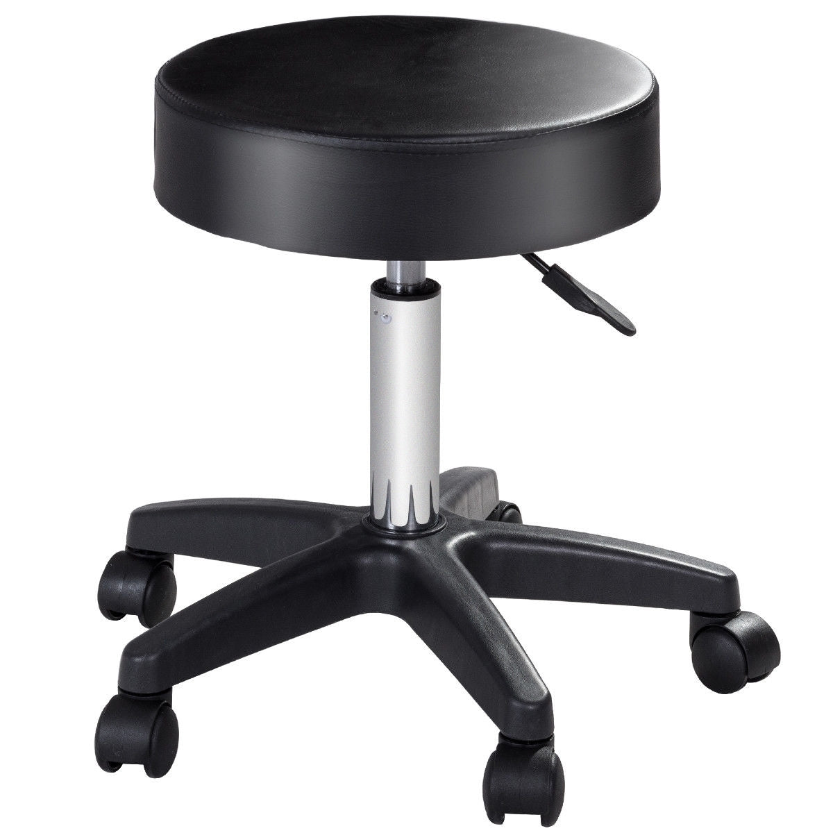 Adjustable Round Leather Swivel Bar Stool, Black