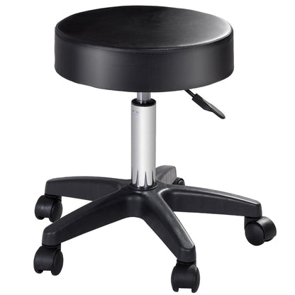 Adjustable Round Leather Swivel Bar Stool, Black
