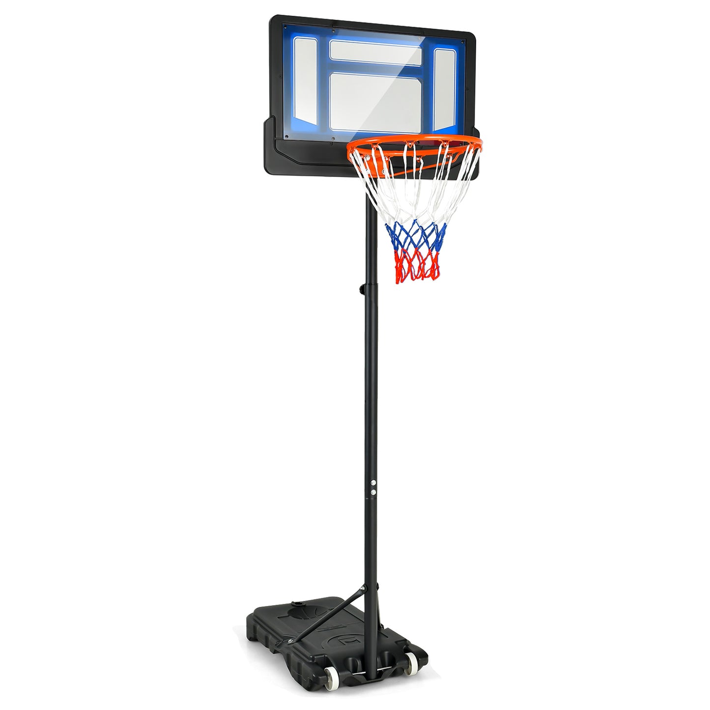 4.3-8.2 Ft Portable Basketball Hoop, Adjustable Height, Wheels, Black Blue Sport Equipments at Gallery Canada