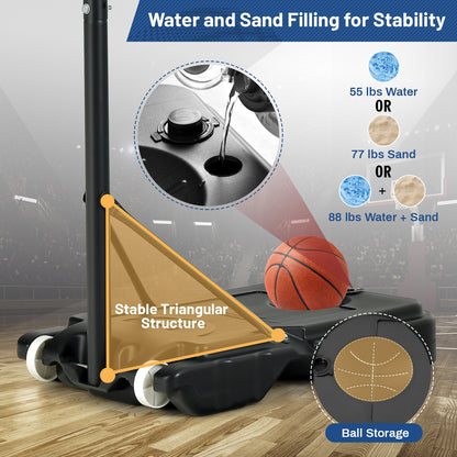 4.3-8.2 Ft Portable Basketball Hoop, Adjustable Height, Wheels, Black Blue Sport Equipments at Gallery Canada