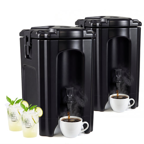 4.4 Gallons Insulated Beverage Dispenser, Set of 2, Black