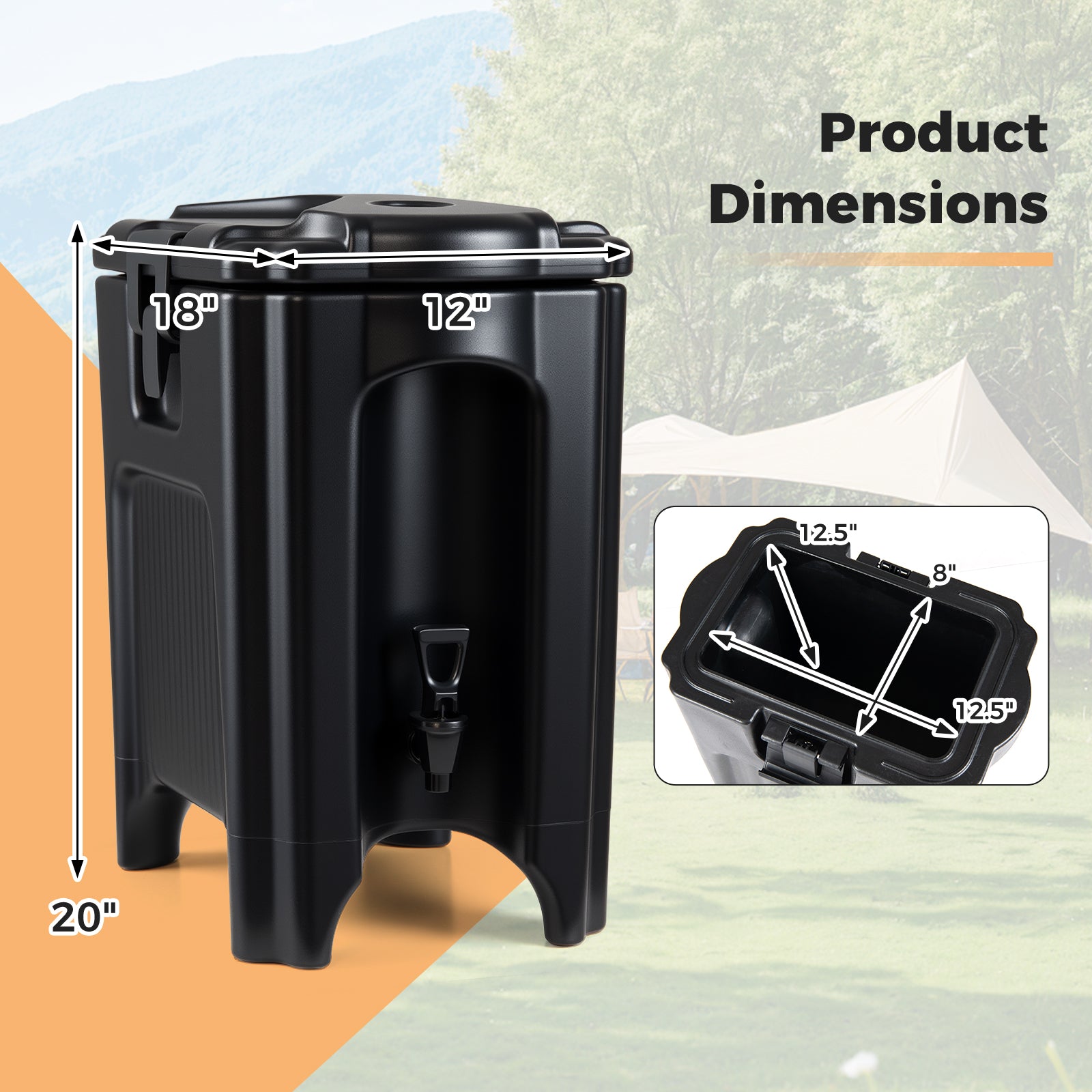 4.4 Gallons Insulated Beverage Dispenser, Set of 2, Black Water Dispensers at Gallery Canada